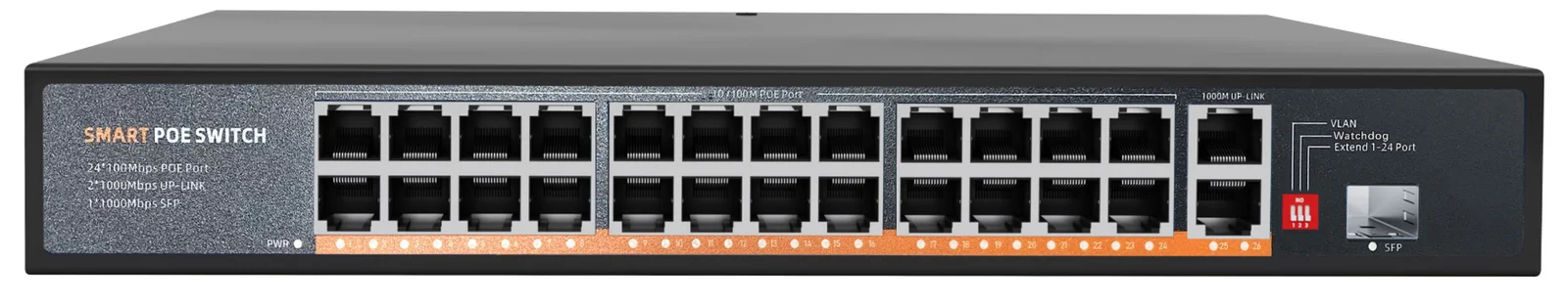 24-port PoE switch, gigabit uplink